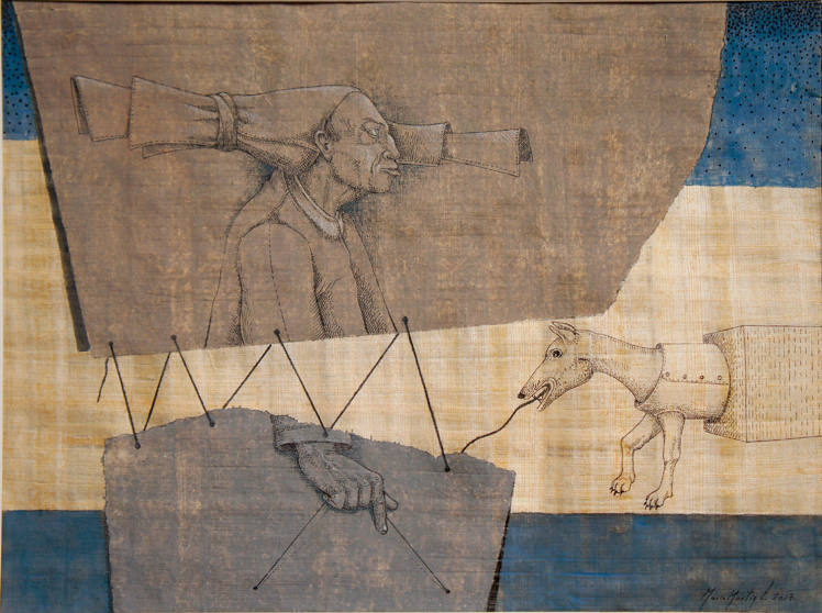 Mario Martin del Campo, Tejedor  Mixta / papiro  29 x 39 cm.  2013  